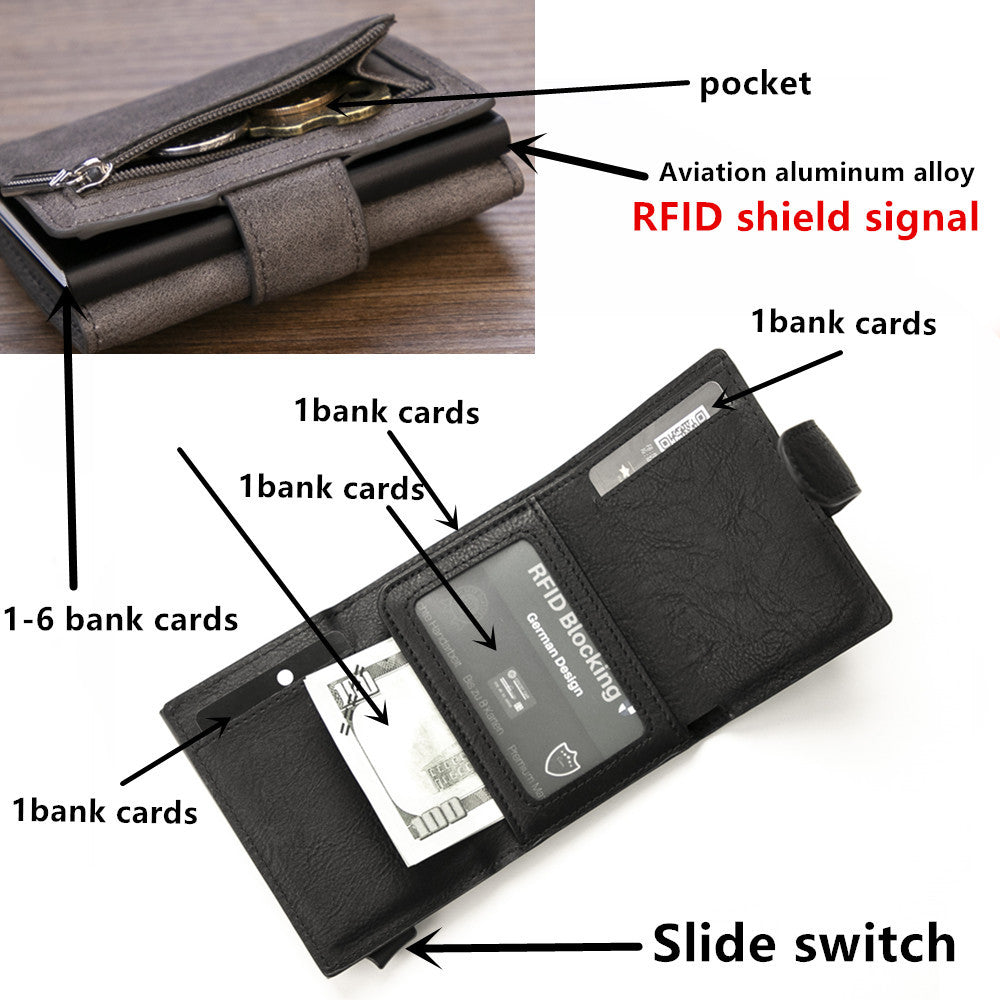 Men's Aluminum Alloy Wallet Rfid Anti-Theft Metal Card Holder