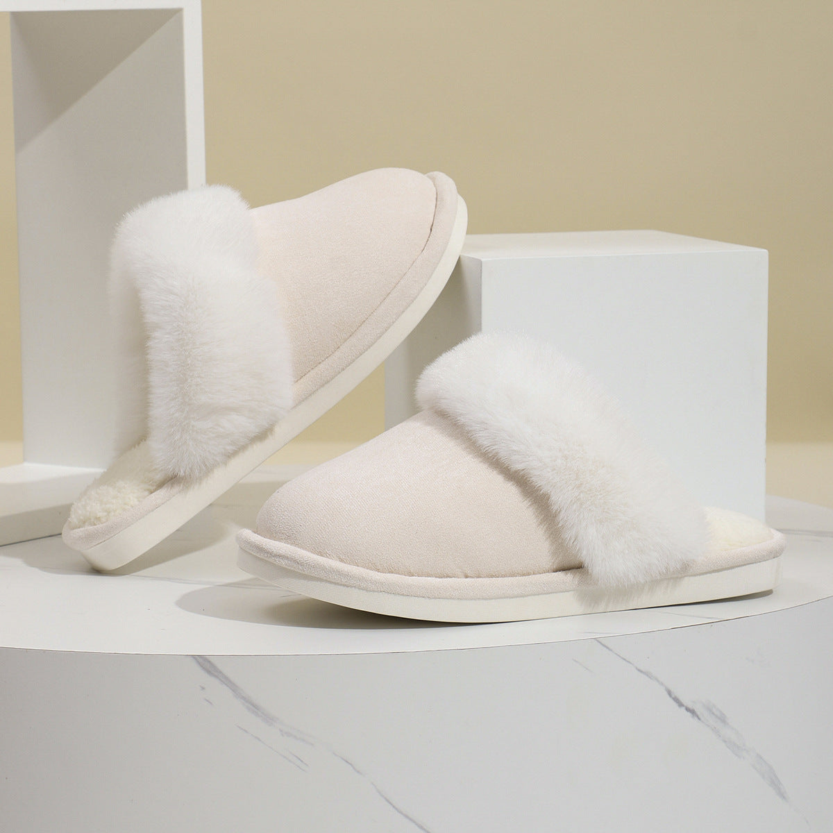 Winter Warm Plush Non-Slip Slippers with Soft Fuzzy Inserts