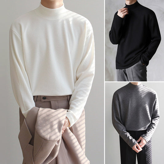 Half Turtleneck Bottoming Shirt Men's Pure Cotton Long Sleeve T-shirt