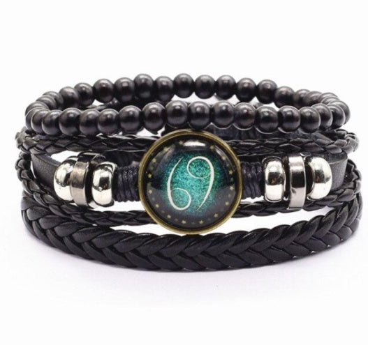 Men's Leather Braided Cord Bracelet,