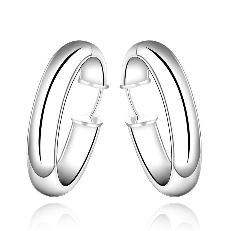 Women's Fashion Earrings Silver Plated Glossy Ear Ring