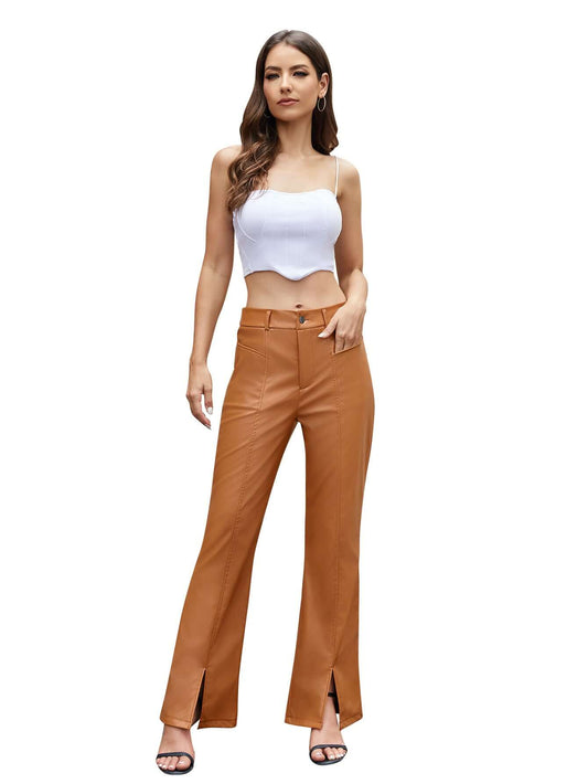 Women's PU Flared Pants