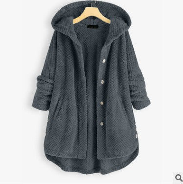 Women's Fashion Hooded Double-sided Velvet Sweatshirt Coat