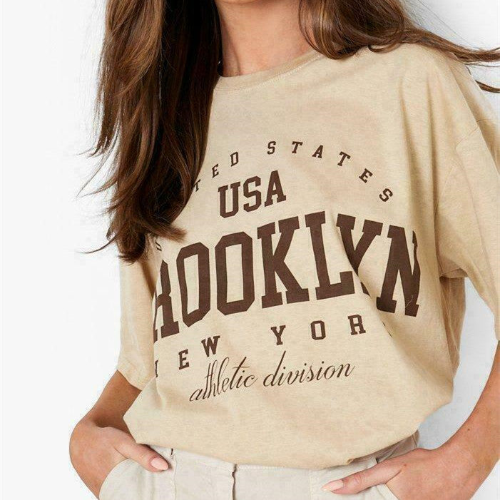 Summer Women's Simple Casual Round Neck Short Sleeves Printed T-shirt