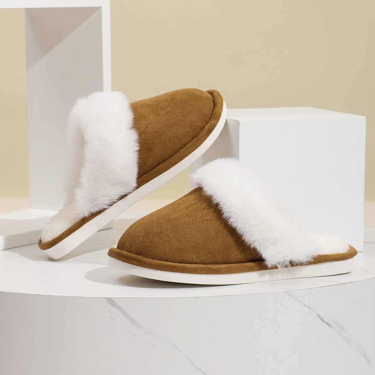 Winter Warm Plush Non-Slip Slippers with Soft Fuzzy Inserts