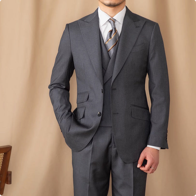 Men's Three-piece Business Pure Color Wool Suit