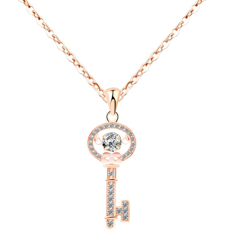 Rose Gold Plated Gold Key Smart Heartbeat Necklace