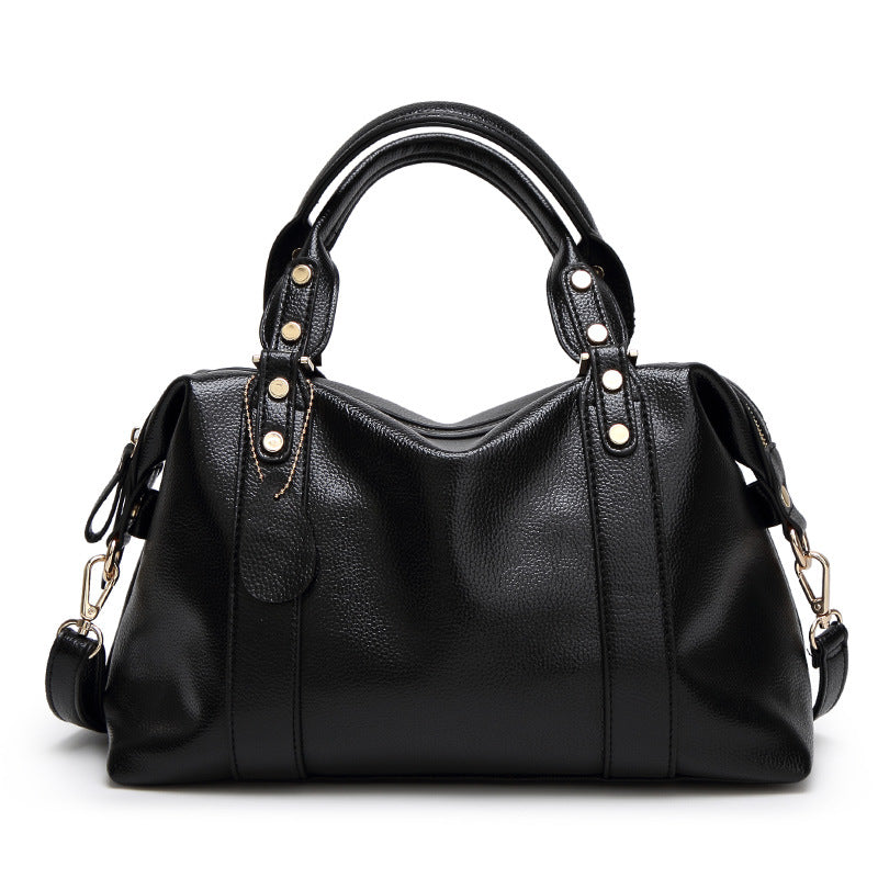 Fashion Boston Shoulder Women's Handbags Retro Rivet Design