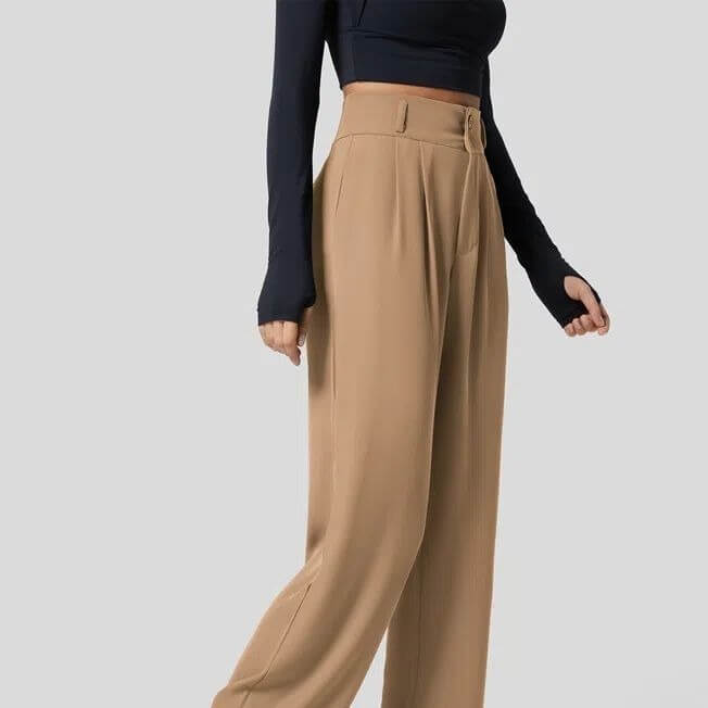 Women's High Waist Button Control Pocket Dress Pants