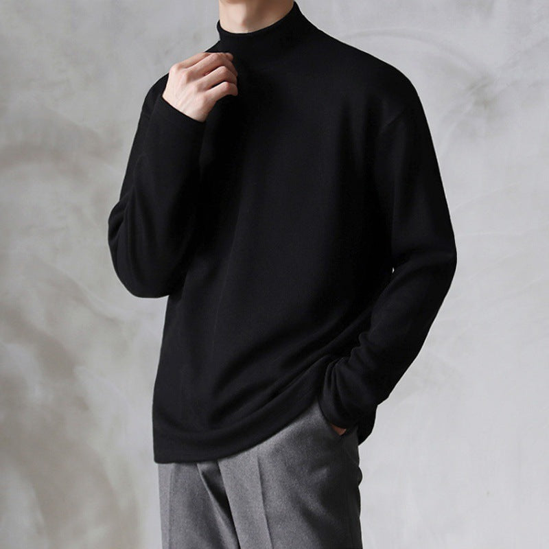 Half Turtleneck Bottoming Shirt Men's Pure Cotton Long Sleeve T-shirt