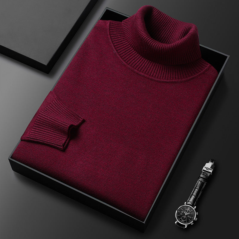 Young And Middle-aged Slim-fit Solid Color Turtleneck Pullover Sweater