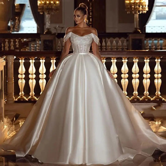 Shiny Flowy Bridal Gown