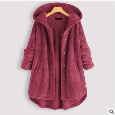 Women's Fashion Hooded Double-sided Velvet Sweatshirt Coat