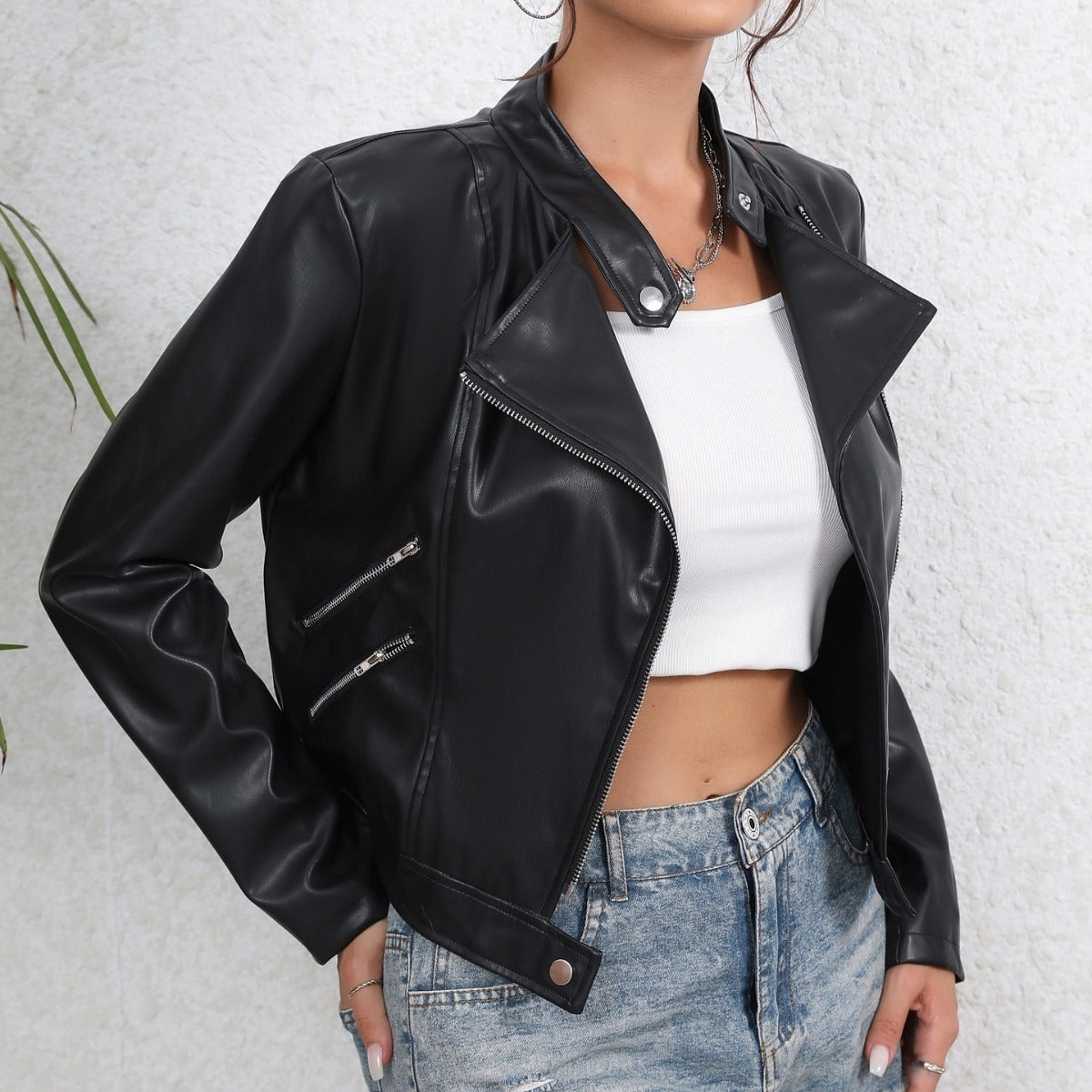 Fashionable All-match Leather Jacket