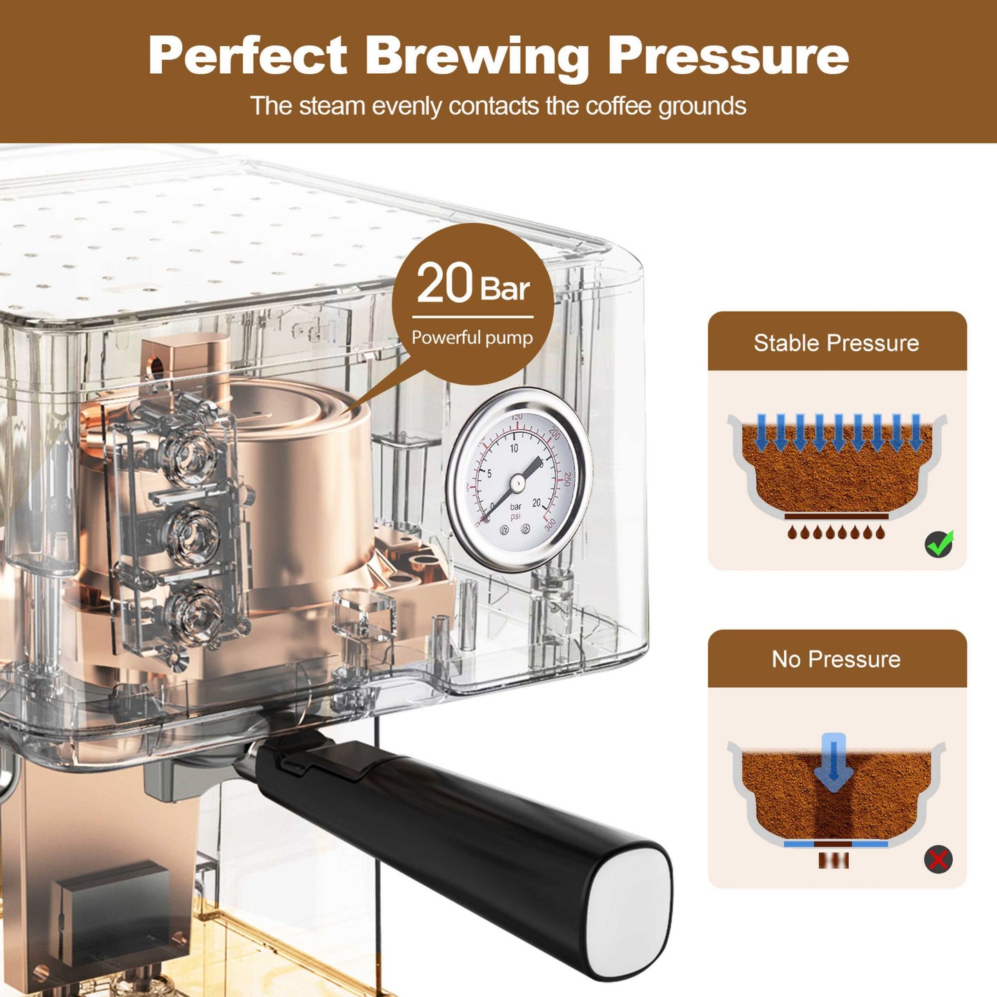 Espresso Machine 20 Bar Pump Pressure Cappuccino Latte Maker Coffee Machine With ESE POD Filter&Milk Frother Steam Wand&thermometer, 1.5L Water Tank, Stainless Steel Espresso Ban On Amazon