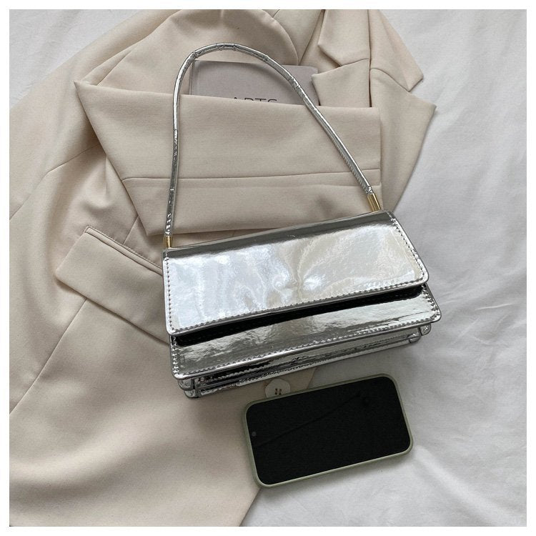 Trendy And Fashionable Portable Paint Glossy Western Style Small Square Bag