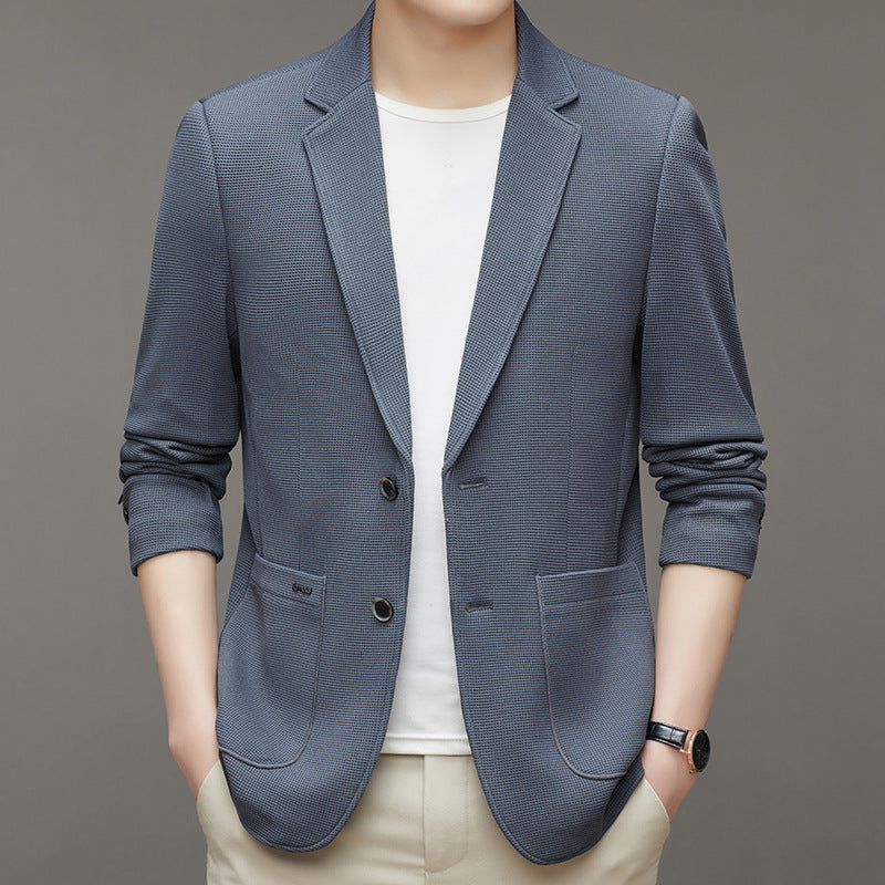 Spring Men's Knitted Waffle Casual Suit Jacket