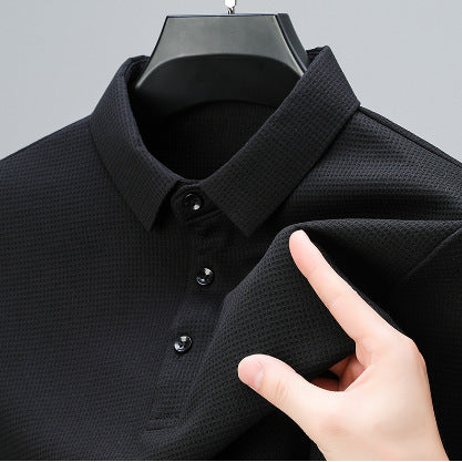 Printed Neckline Fixed Button Business Casual Men's POLO Bottoming Shirt