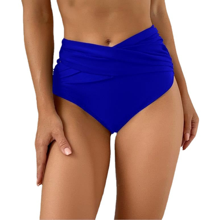 Women's Fashion Pure Color Thickened Conservative High Waist Durable Swimming Trunks