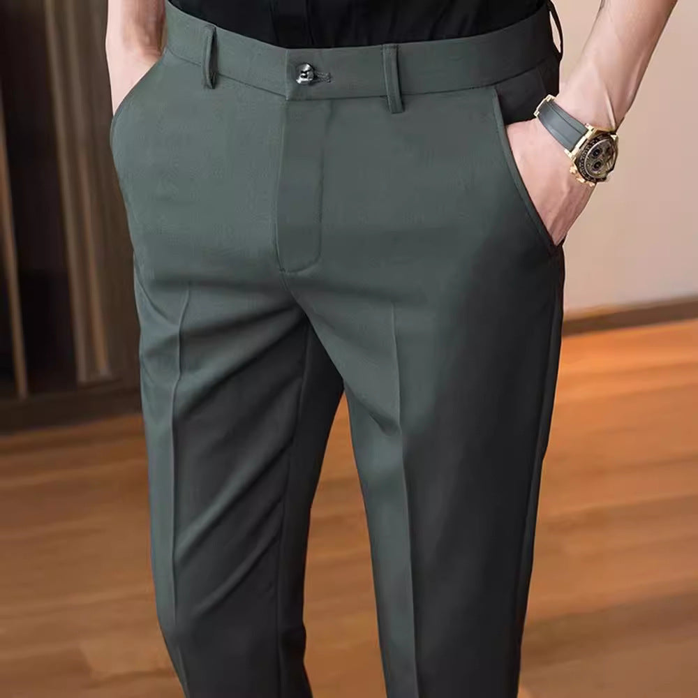 Men's Ice Silk Slim Fit Feet Business Casual Pants