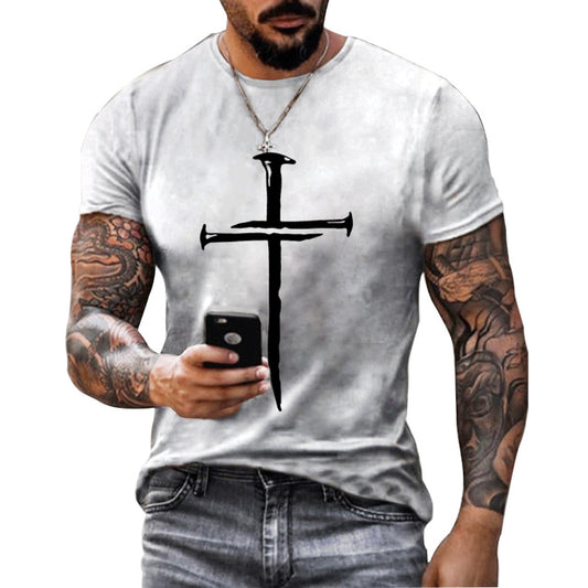 Summer Hip Hop 3D Printed Men's Short-sleeved Sports T-shirt Top